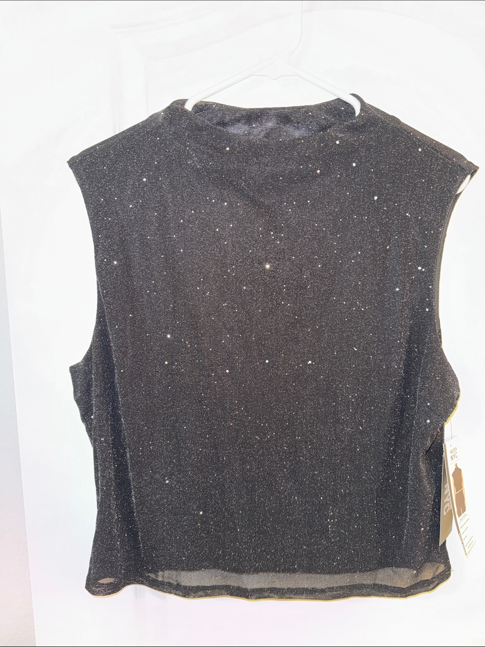 Sleeveless Sparkle Mock Neck Camisole - Black
